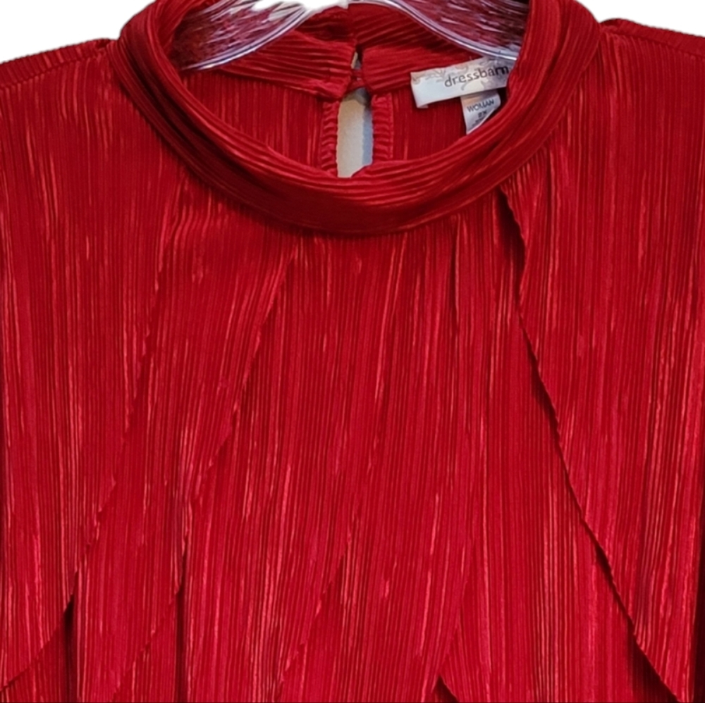 DRESS BARN | RED RUFFLED SLEEVELESS TOP, 1X